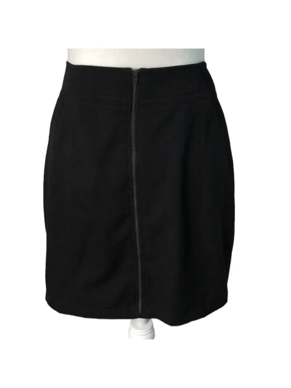 Zara TRF Double Zip Up Black Pencil Mini Skirt Size 8